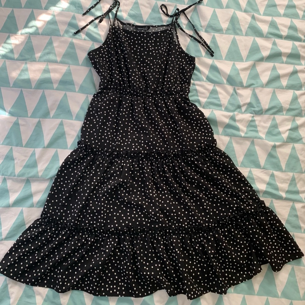 Polka Dot Layered Cami Dress SHEIN